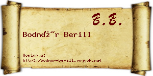 Bodnár Berill névjegykártya